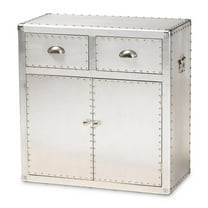 Bowery Hill 2-Door Mid-Century Metal/Wood Accent Storage Cabinet in Silver
