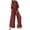 Wine, variant on Aoujea Up to 50% off Womens Sets Plus Size Solid Color Round-Neck Elastic Waist Pockets Loose Jumpsuit on Clearance