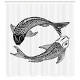 thumbnail image 3 of Koi Fish Shower Curtain, Illustration of Two Japanese Carps Symbol of Love Friendship and Prosperity, Fabric Bathroom Set with Hooks, 69W X 75L Inches Long, Black and White, by Ambesonne, 3 of 3