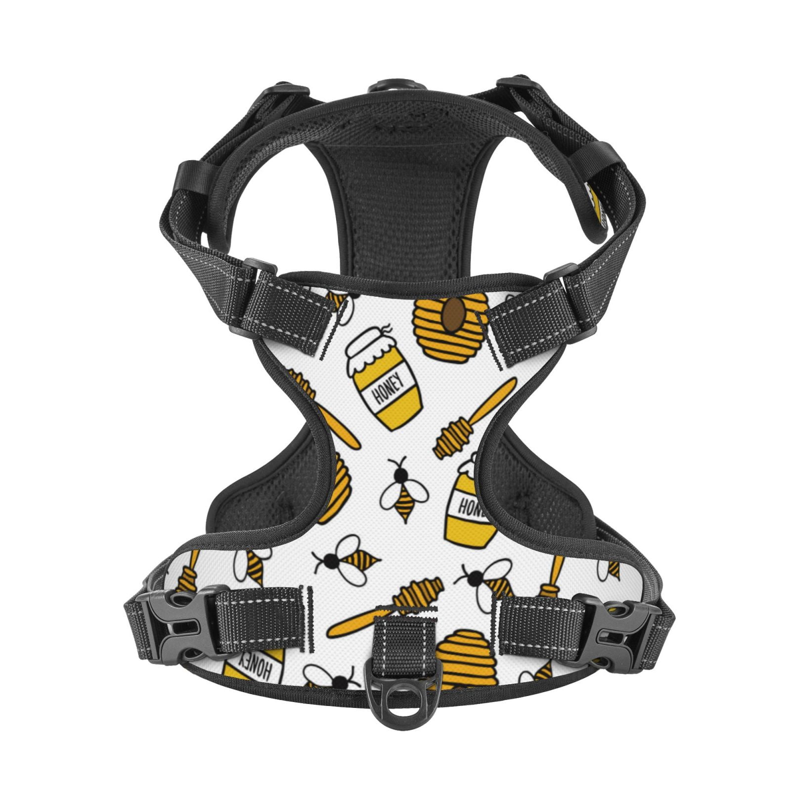 Kdxio Honey Print No Pull Dog Harness Adjustable Reflective Oxford Easy Control Medium Large Dog Harness for Training and Everyday-X-Large