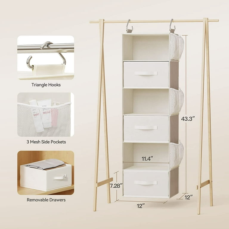 The Container Store 3-Compartment Hanging Closet Organizer Natural, 12 x 12 x 29 H