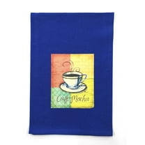 Barista Cafe Mocha on Blue - Tea Towel - Flour Sack Towel - 100% Cotton - 9" x 13.5" - Kitchen- Baking - Camper - Gift - White Toner Digital Graphics - OKT013 …