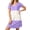 Purple, variant on Women's Nightgown Cotton Blend Stretchy Loose Short Sleeve V-Neck Color Block Sleepwear