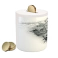 thumbnail image 2 of Skull Piggy Bank, Contemporary Illustration of Smokey Grungy Dark Horror Style Devil Evil Print Art, Ceramic Coin Bank Money Box for Cash Saving, 3.6" X 3.2", Grey White, by Ambesonne, 2 of 4