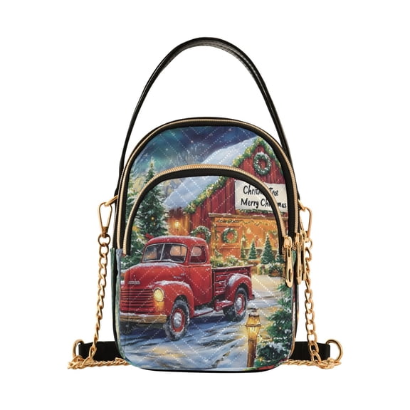 ALAZA Chain Crossbody Bags for Women Vintage Truck Christmas Shoulder Handbag Phone Purse