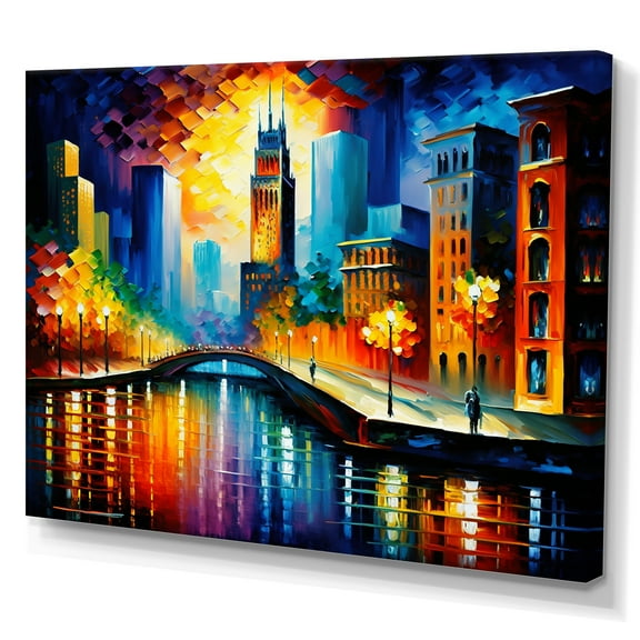 Designart Colorful Chicago Downtown Canvas Wall Art