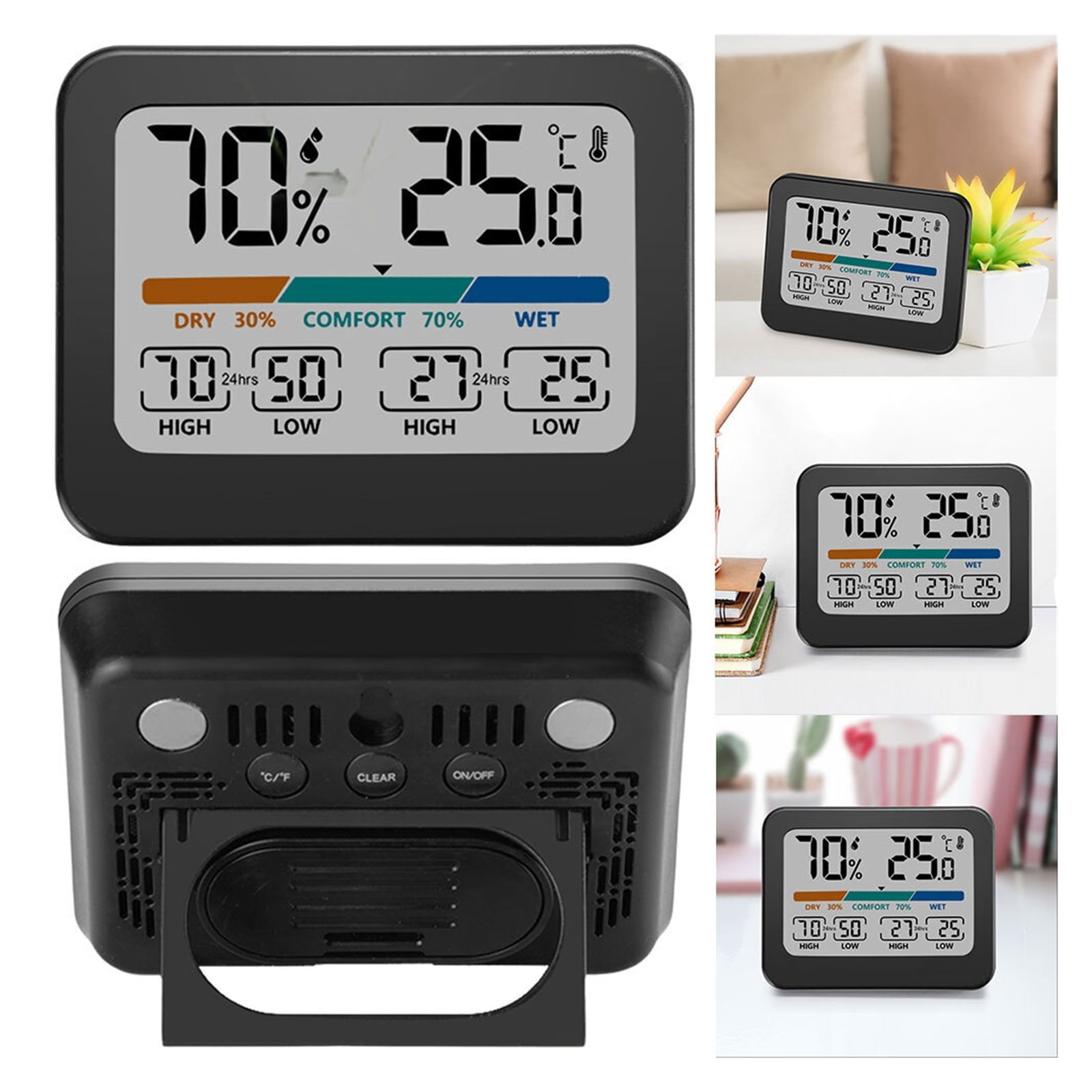 2PCS Digital Temperature Humidity Meter Room Thermometer Max Min Records for Home Office Bedroom ,Simple Operation