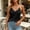 Black, variant on Women's Solid Color V Neck Sleeveless Top Pineapple Grid Lace Trim Adjustable Spaghetti Strap Camisole White