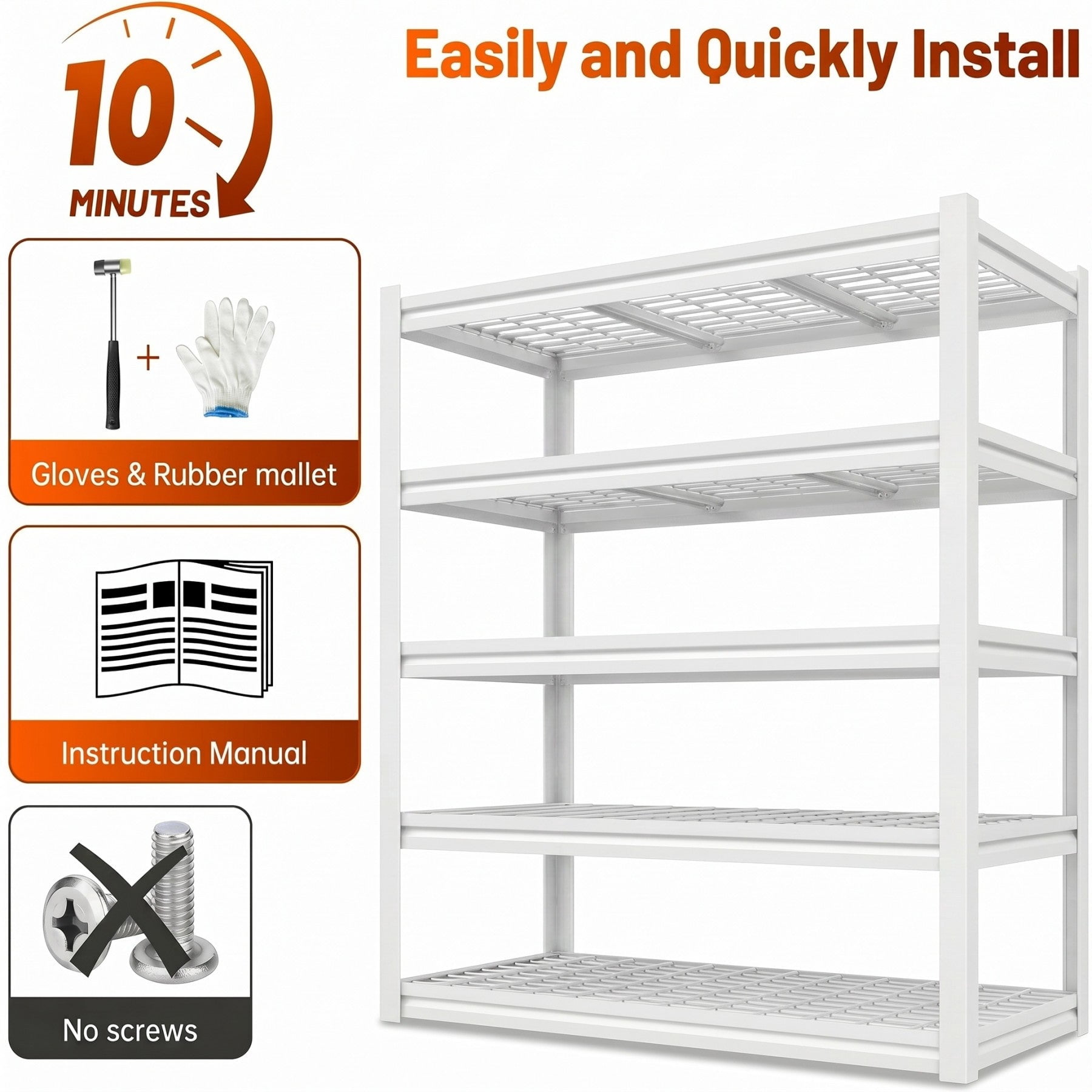 Sailvan 3500LBS Heavy Duty Garage Shelving, 5-Tier Adjustable Metal Storage Shelves, Industrial Steel Utility Rack, 60"W x 24"D x 72"H,Silver