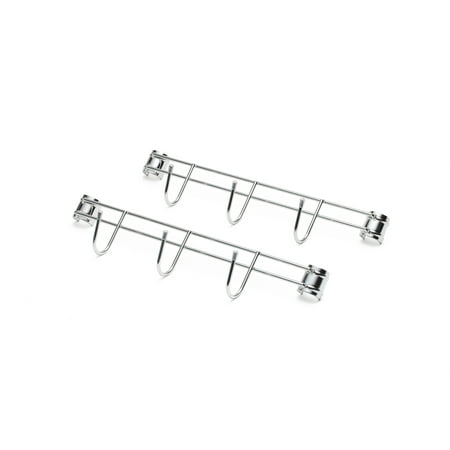 HSS Steel 14" Wide Wire Shelving Side Bar With 3 Hooks Chrome, 2-Pack, Hardware