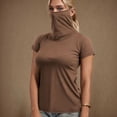 thumbnail image 1 of TaTaai Short Sleeve Sun Protective Top, Women's Built-in Face Mask UPF Shirt, Breathable Casual Wear for Hiking and Summer Activities Gift, 1 of 7