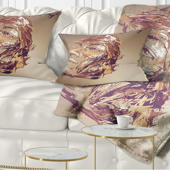 Designart Chocolate Portrait of Woman - Abstract Portrait Throw Pillow - 12x20