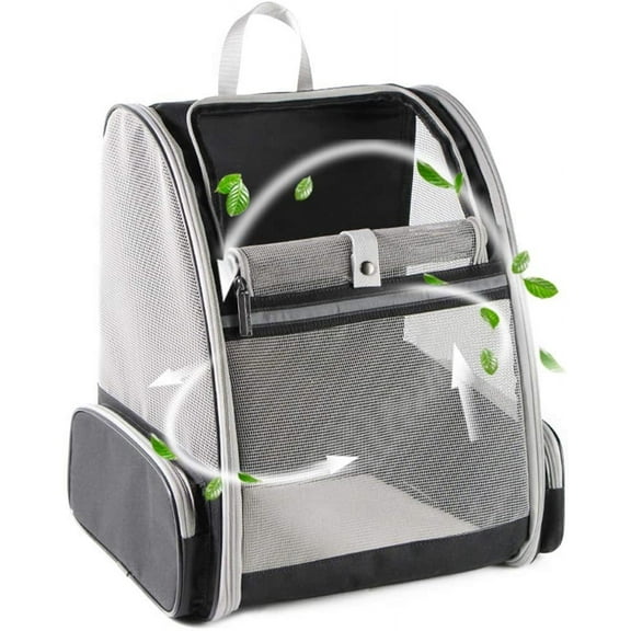 Texsens Pet Backpack Carrier for Small Cats Dogs, Ventilated Design, Safety Straps, Buckle Support, Collapsible, Designed for Travel, Hiking, Outdoor, Spring Outing(Black)