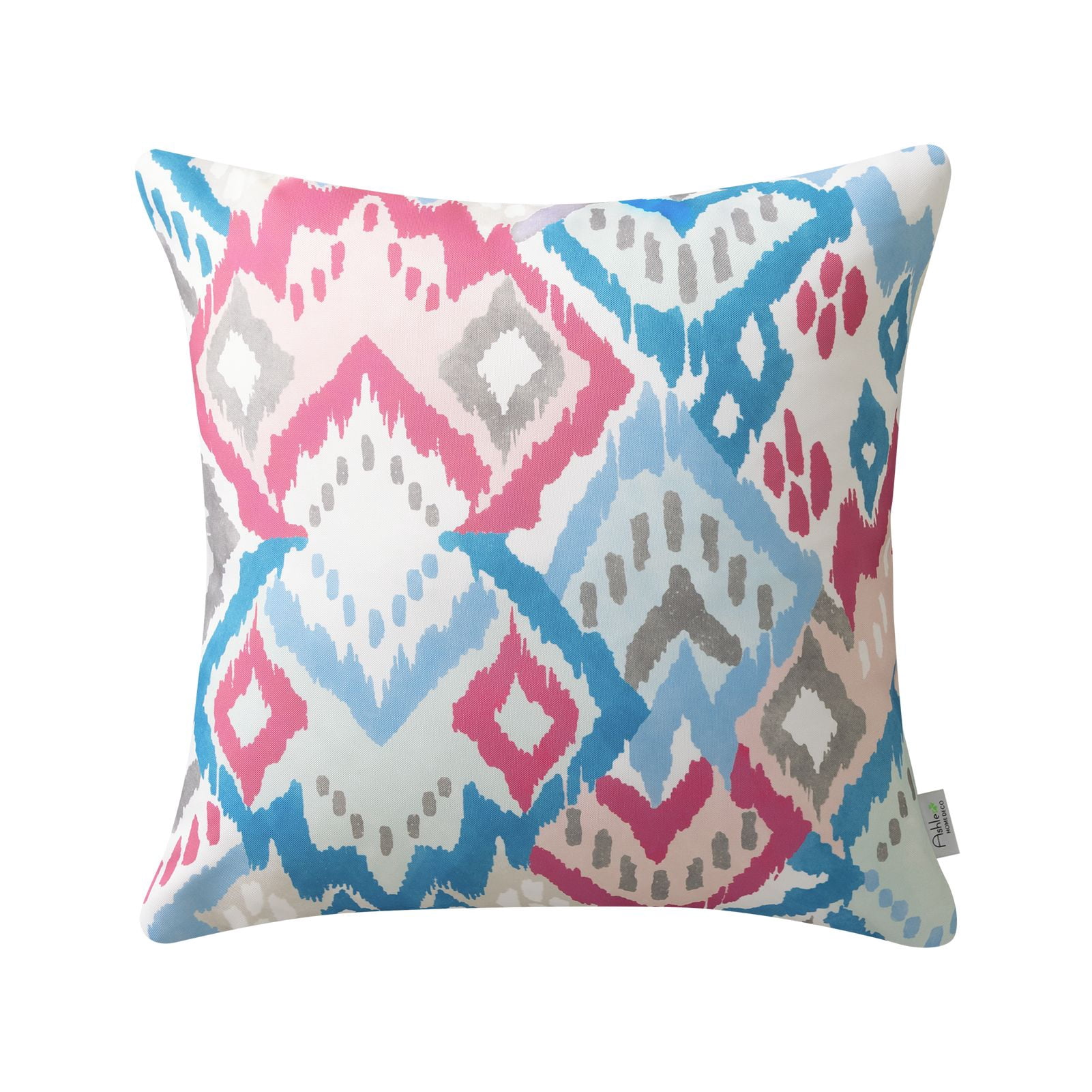 Phantoscope Boho Outdoor Decorative Throw Pillows with Inserts, Waterproof, Pink and Blue, 18 x 18 in, 2 Pack