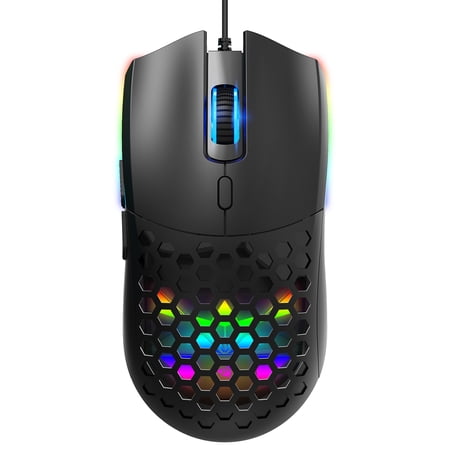M Buder S500 Wired Mouse Hollow Design 6400DPI RGB Backlit Gaming and Working White (4.85 x 2.48 x 1.57 inches / 12.3 x 6.3 x 4.0 cm) [cite: 9, 13]