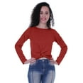 thumbnail image 1 of Moomaya Haut Court à Manches Longues avec Nœud devant pour Femmes T-Shirt d'Été Uni, 1 of 7