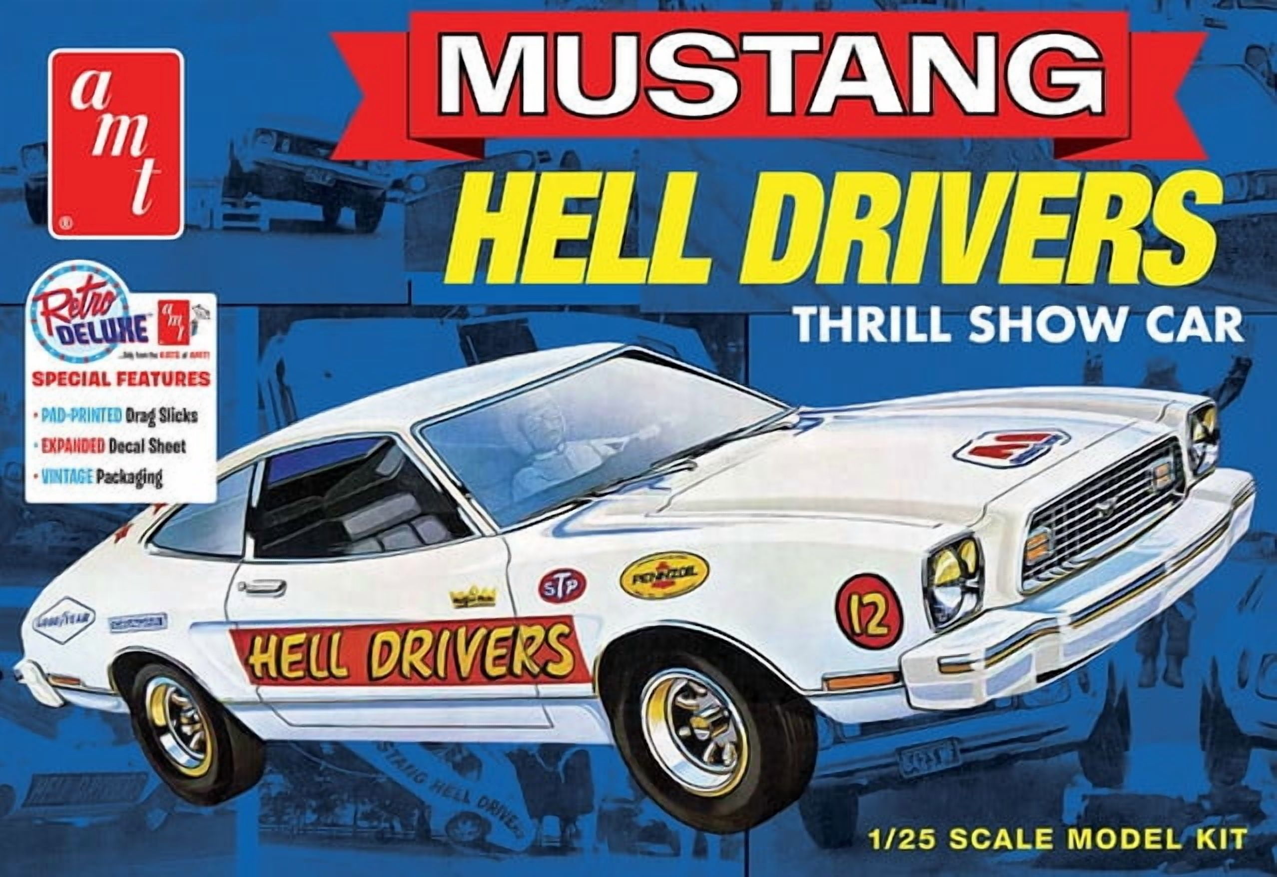 Skill 2 Model Kit 1977 Ford Mustang "Hell Drivers" Thrill Show Car 1/25 Scale Model by AMT