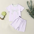 thumbnail image 1 of Korean Style Girls Summer Sleepwear Set Two Piece Outfit Short Sleeve Striped Design For Daily Wear And Outdoor Activities, 1 of 3