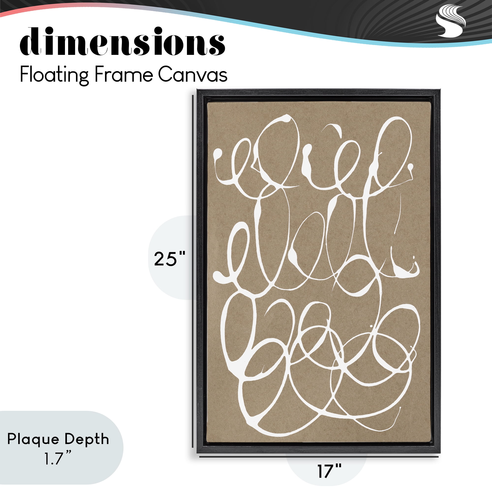 Stupell Industries Scribbled Taupe Circles Black Framed Floater Canvas Wall Art, design by Susan Bryant