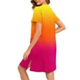 thumbnail image 4 of Oksale Gradient Nightgowns for Women with Pockets Trendy Full Zip Sleepwear Short Sleeve Mini Sleep Shirts Loose Fit Soft Pajama Dress 2025 Multicolor S, 4 of 6