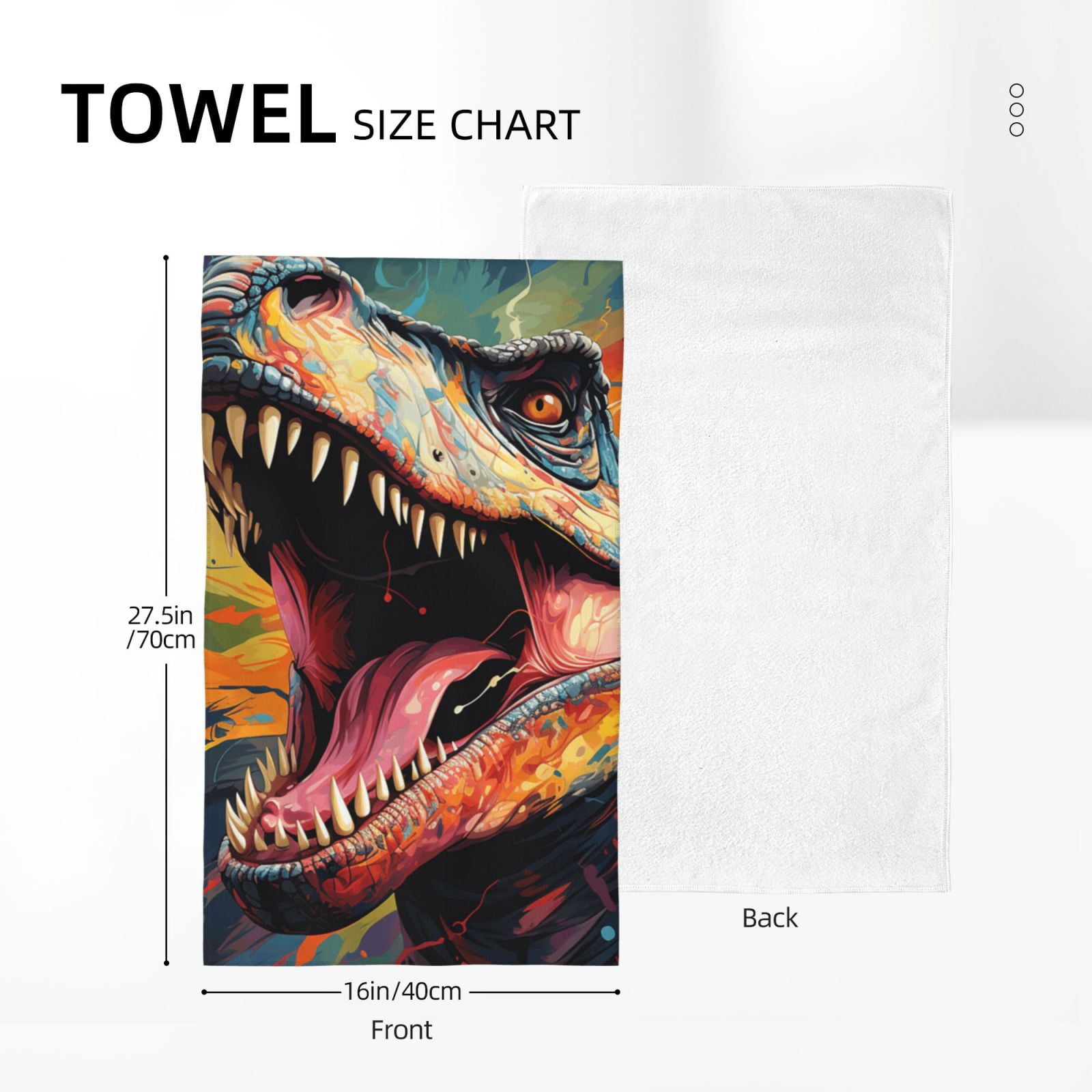 Dinosaur Dino Art 27.5" x 16" Ultra Soft Hand Towel, Face Wash Cloth for Bathroom, Gym, Travel, Pool