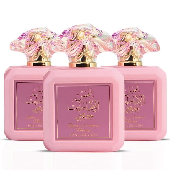 Pink Blush Shams Al Emarat Khususi Eau De Parfum Spray 100ML (3.4 OZ) by Ard Al Zaafaran | A Sweet, Elegant Fragrance for Every Occasion. (Pack of 3)