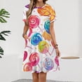 thumbnail image 2 of Candy Pattern Rainbow Lollipop Dress Fashion Beach Short Sleeve Dresses Female Party Printed Sundress, 2 of 7