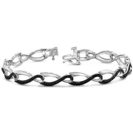 JewelersClub Black Diamond Accent Sterling Silver Infinity Bracelet, 7.5