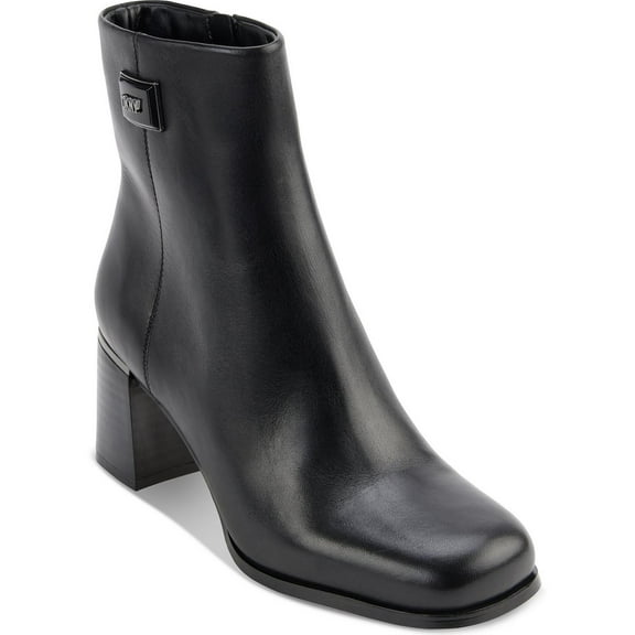 DKNY Womens RANYA Zipper Leather Ankle Boots