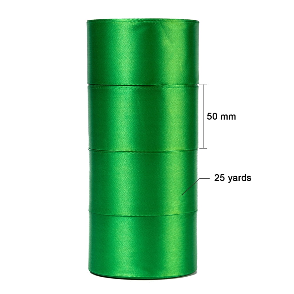 1 Group Single Face Satin Ribbon Polyester Ribbon Green 2 inch(50mm) about 25yards/roll(22.86m/roll) 100yards/group(91.44m/group)