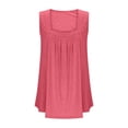 thumbnail image 4 of Gpoecd Plus Size Tank Tops for Women Women's Casual Square Neck Pure Color Ruffle Detail Blouse for Spring Summer Camisole Tops for Women Watermelon Red,XXXXL, 4 of 6