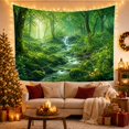 thumbnail image 3 of Floral Garden Verdant with Forest Around Cascading Waterfall, Mystical Fantasy for Space Lovers, Galaxy Room Decor, Mother'S Day Gift, Tapestry Wall Hanging for Bedroom and Dorm, 3 of 7