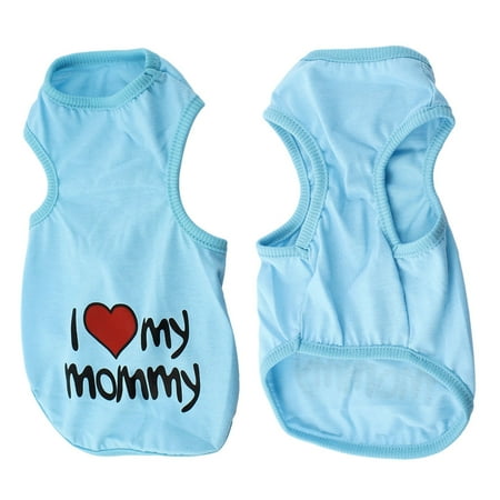 Tank Top Doggie T-shirt - Blue Sleeveless Letter Printed Pet Dog Tee Shirt Tank Top Vest Clothes XXS