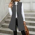 thumbnail image 6 of Womens Wool Vest Coat Winter Sleeveless Long Trench Coat Button Down Fall Winter Blazer Jackets Waistcoat Gray, L, 6 of 7