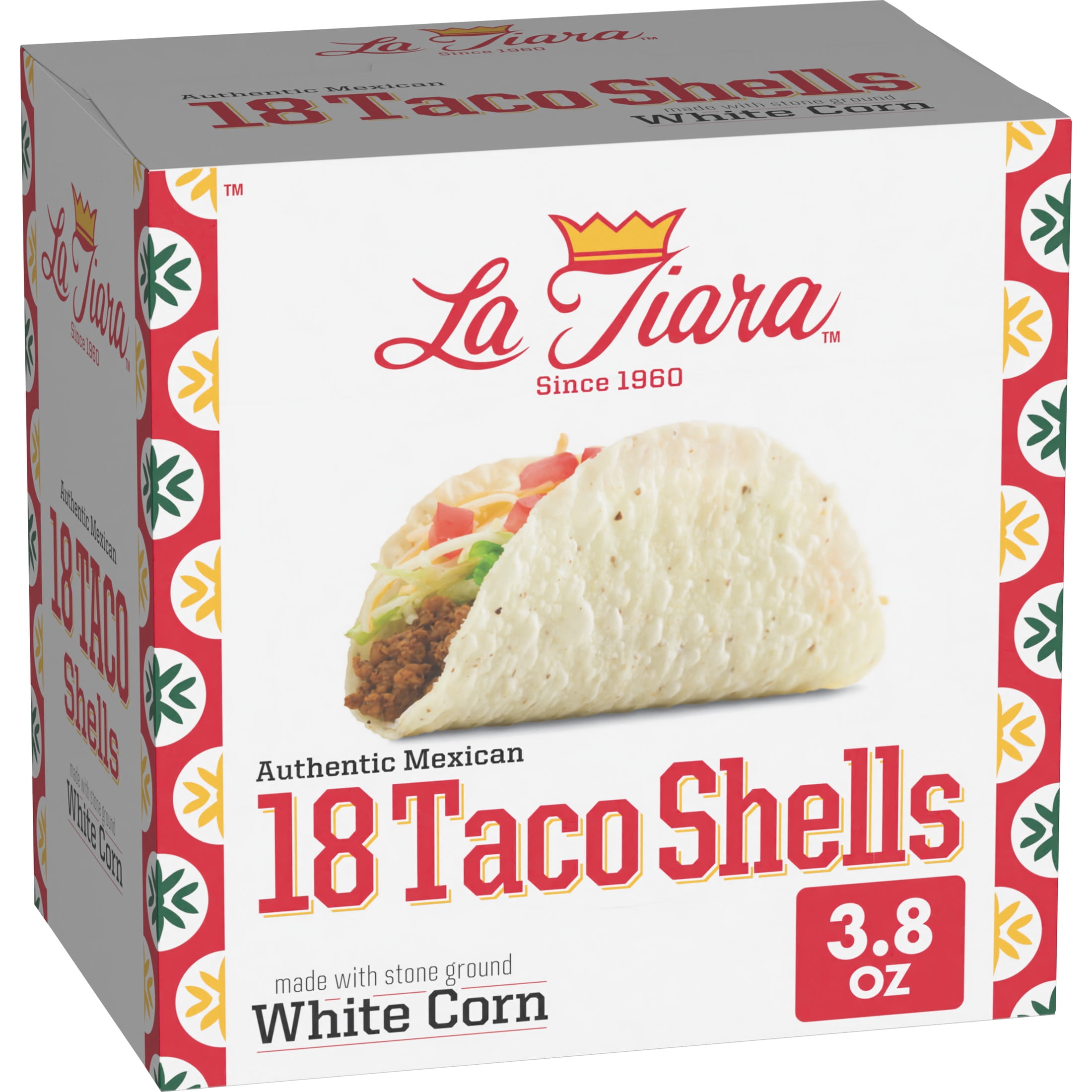 (6 pack) La Tiara Authentic Mexican White Corn Taco Shells, Meal Prep, 18 Count, 3.8 oz