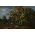 thumbnail image 2 of Narcisse-Virgile Diaz de La Peña 24x17 Black Ornate Framed Double Matted Museum Art Print Titled: Peasant in the Fall Forest, 2 of 5