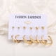 thumbnail image 5 of HomeKingdee 6 Pcs Alloy Geometric Round Earrings Set - Gold Color​ Color Earring Studs for Wedding Party Gift Occasions, 5 of 9