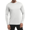 thumbnail image 4 of Mens Stretchy Crew Neck Shirts Long Sleeve Athletic Fall Layering Tops Mesh Breathable Casual Active Pullover Tops White, 2XL, 4 of 5
