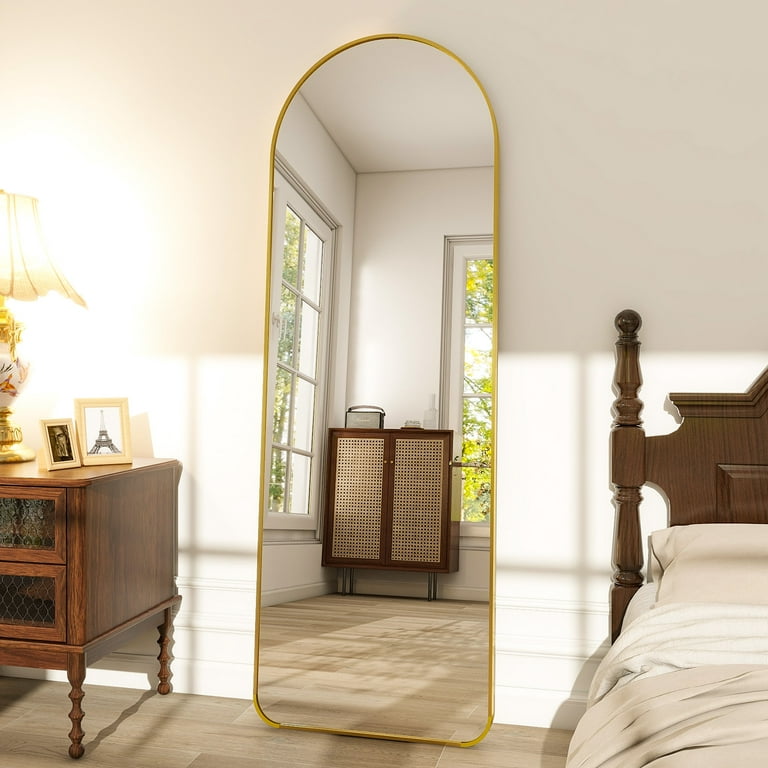 BEAUTYPEAK 64x21 Full Length Mirror Arched Standing Floor Mirror Full  Body Mirror, Gold