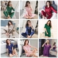 thumbnail image 2 of 2Pcs Women Satin Silk Sleepwear Pyjamas Set Pijama Suit Female Sleep Two Piece Set Loungewear Plus Size, 2 of 10