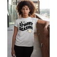 thumbnail image 3 of Spooky Season Halloween Shirt Cute Ghost Costume Women's T-shirt, S, White, 3 of 6
