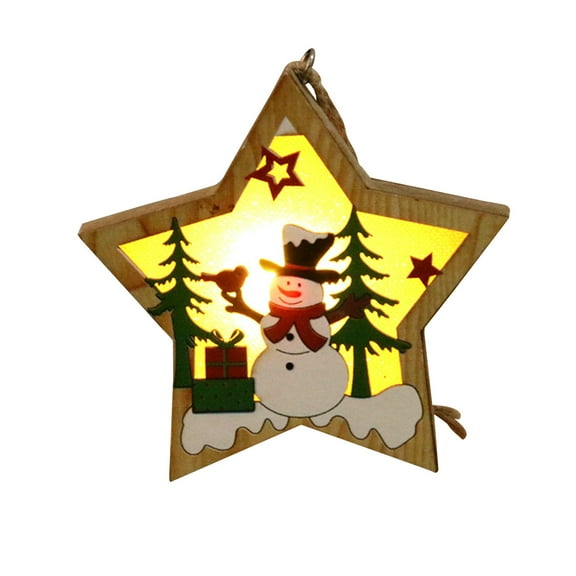 Vikakiooze 2022 Home Decor Clearance Christmas Decorations Wooden Luminous Ornaments Scene Decoration Pendant