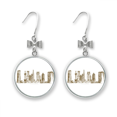 thumbnail image 1 of Shanghai China Landmark Sketch Bow Earrings Drop Stud Pierced Hook, 1 of 3