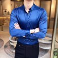 thumbnail image 3 of Camisas y blusas de manga larga lisas para hombre, blusas de seda de negocios de verano con botones para hombre, moda 2024, ropa social de alta calidad SI, 3 of 5
