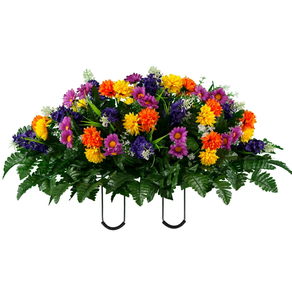 Sympathy Silks Artificial Cemetery Flowers Purple Violet Wildflower