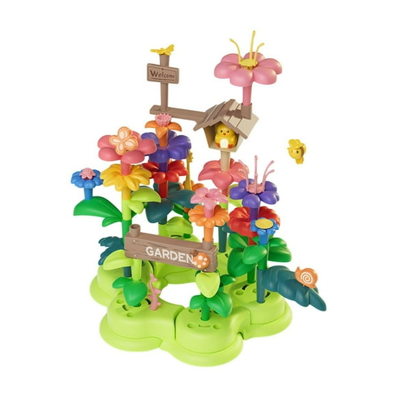 Blocs de Construction pour Enfants Arrangement Floral de Jardin Ensemble de Bricolage Jouet Créatif à Assembler pour Enfants Style de Jeu Éducatif B Matériau Plastique B