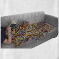 thumbnail image 6 of Psychedelic Soft Flannel Fleece Throw Blanket, Funky and Hippie Composition with Abstract Folkloric Elements, Cozy Plush for Indoor and Outdoor Use, 70" x 90", Multicolor, by Ambesonne, 6 of 6