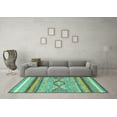 thumbnail image 3 of Ahgly Company Machine Washable Indoor Rectangle Abstract Turquoise Blue Modern Area Rugs, 7' x 10', 3 of 4