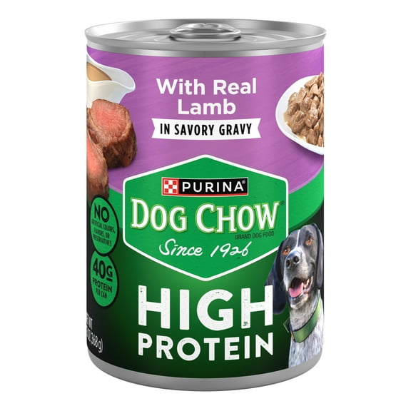 Purina Dog Chow Wet Dog Food, High Protein Real Lamb in Gravy, 13 oz Can