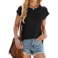 thumbnail image 4 of Spencer Casual Womens T-Shirts Basic Tops for Women Cap Sleeve Loose Crew Neck Summer Tops Blouses, Size S-2XL, 4 of 11